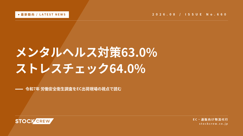 令和7年の労働安全衛生調査でメンタルヘルス対策は63.0%｜EC出荷現場を規模別に点検する
