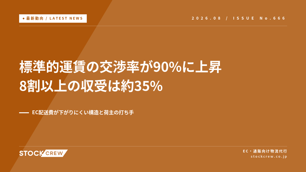 標準的運賃の交渉率が90%に上昇、8割以上の収受は約35%｜EC配送費が下がりにくい構造と荷主の打ち手