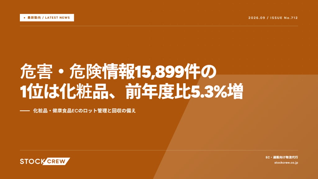危害・危険情報15,899件の1位は化粧品、前年度比5.3%増｜化粧品・健康食品ECのロット管理と回収の備え