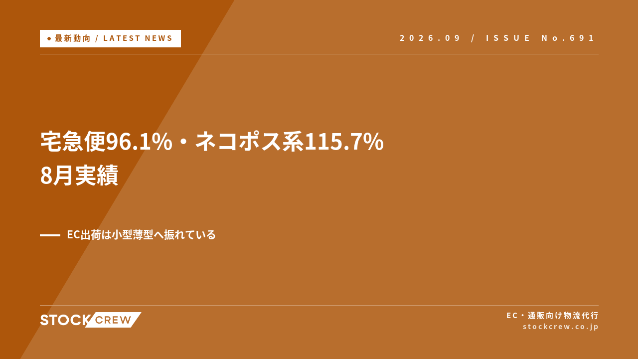 ヤマトの8月実績は宅急便96.1%・ネコポス系115.7% アイキャッチ画像