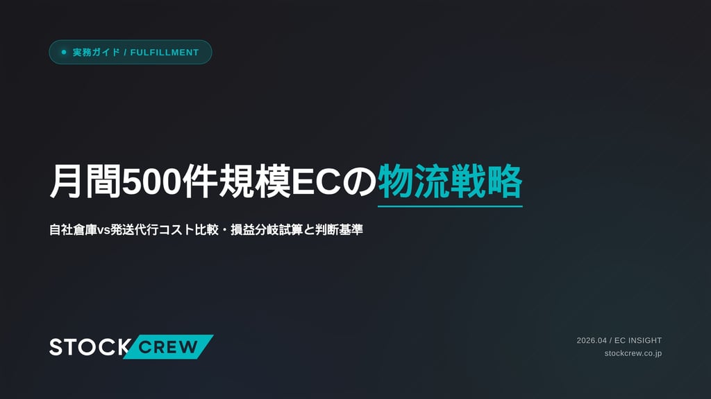 月間500件規模ECの物流戦略｜自社倉庫vs発送代行コスト比較・損益分岐試算と判断基準