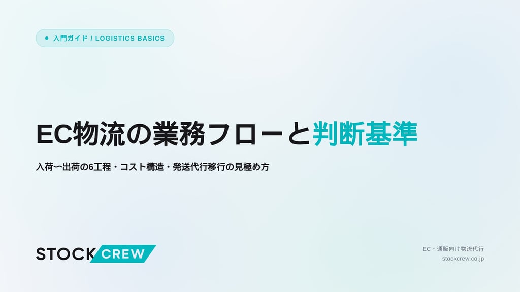 EC物流の業務フローと判断基準｜入荷〜出荷の6工程・コスト構造・発送代行移行の見極め方