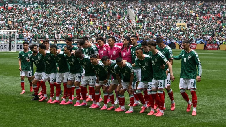 W杯2026 メキシコ代表の集合写真。フィールドプレーヤーの足元がピンクのスパイクで揃っている